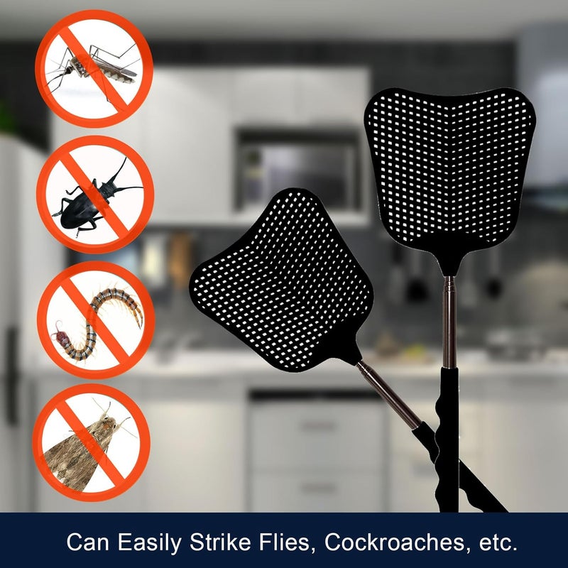 MILEDU Telescopic Fly Swatters, Long Plastic Extendable Fly Swatter Manual, Retractable Swatters, Telescoping Swat, Stainless Steel Handle, Suitable for Swatting Flies, Spiders, etc.,3Pcs - Image 5